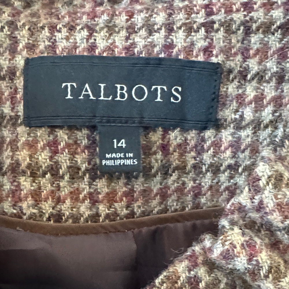 Talbots Brown Tweed Wool lend Blazer with Gold Accents - Picture 2 of 9